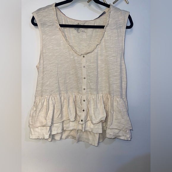 Pilcro Tops - Anthropologie Pilcro Chrissy Babydoll Ruffle Cream Top